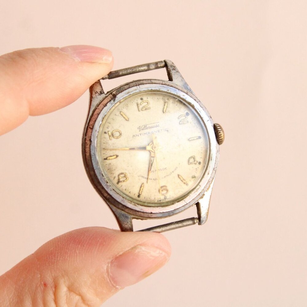 Vintage 1950s Mens Villereuse Watch, Incabloc, Antimagnetic, No Band Non Working - Picture 8 of 10